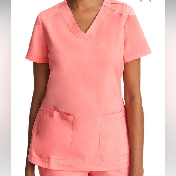 V-Neck Scrub Top, Healing Hands Purple Label, Jill Curved, Small in Melon, NWT - Picture 1 of 12